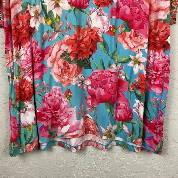 Johnny Was Pink Rose Relaxed Short Sleeve Tee Size XXL - Picture 4 of 7